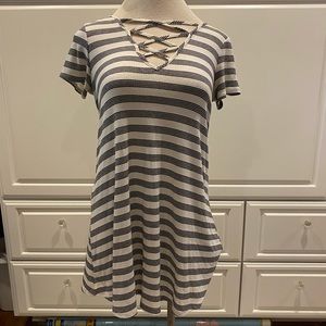 Black and white striped T-shirt dress